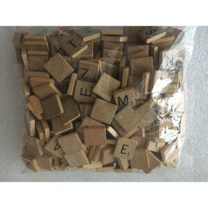 LOT 600 Vtg Primitive Patina Worn Rustic Wooden Scrabble Tiles Random Letters